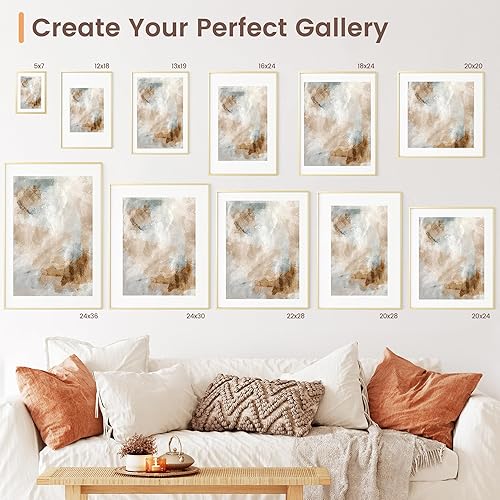 Miniatura 123 de Fun Memories Portarretratos de metal de 16 x 20 pulgadas con paspartú de 11 x 14 pulgadas, acabado de aluminio cepillado, parte delantera de vidrio