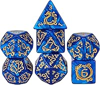 Vista 15 de Juego de dados DND de 7 dados poliédricos con una bolsa de dados de cuero, juego de dados D&D para juegos de mesa RPG (negro)