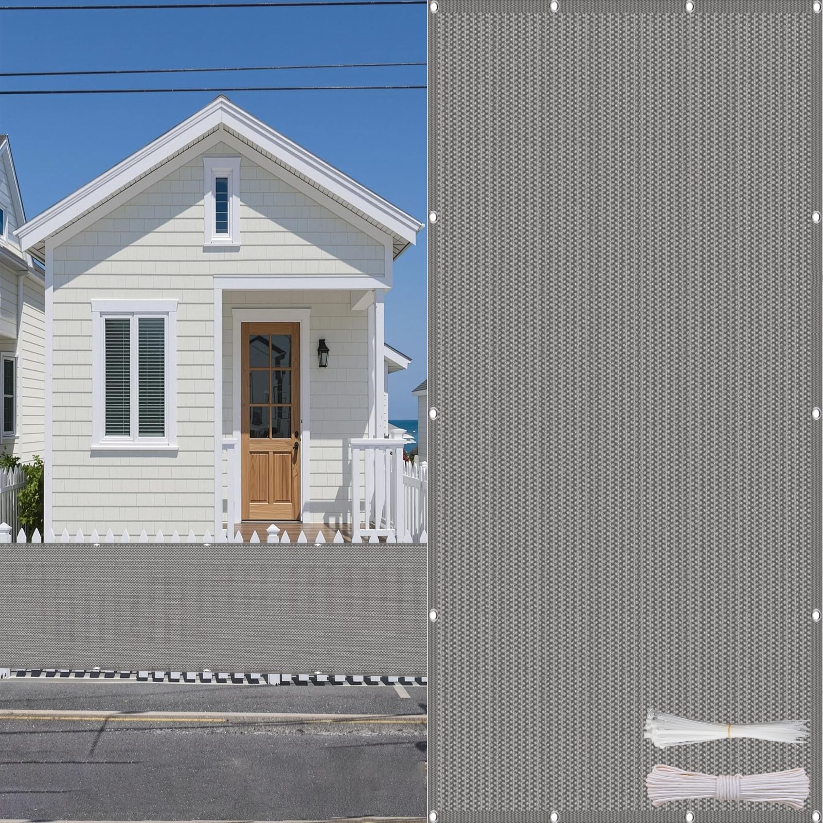 Brise-Vue 100x575 cm en HDPE 220G M² de Clôture Gris Résistant aux UV et Vent