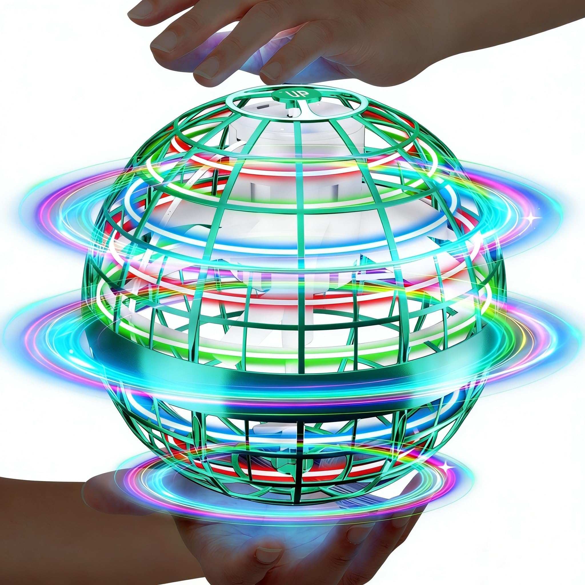 Flying Orb Ball,2026 Upgraded Parachute with LED Light,Magic Hand Controlled Gravity Ball,Cosmic Globe Boomerang,Cool Christmas Birthday Gift for 6 7 8 9 10+ Year Old Boys Girls Teens-Green