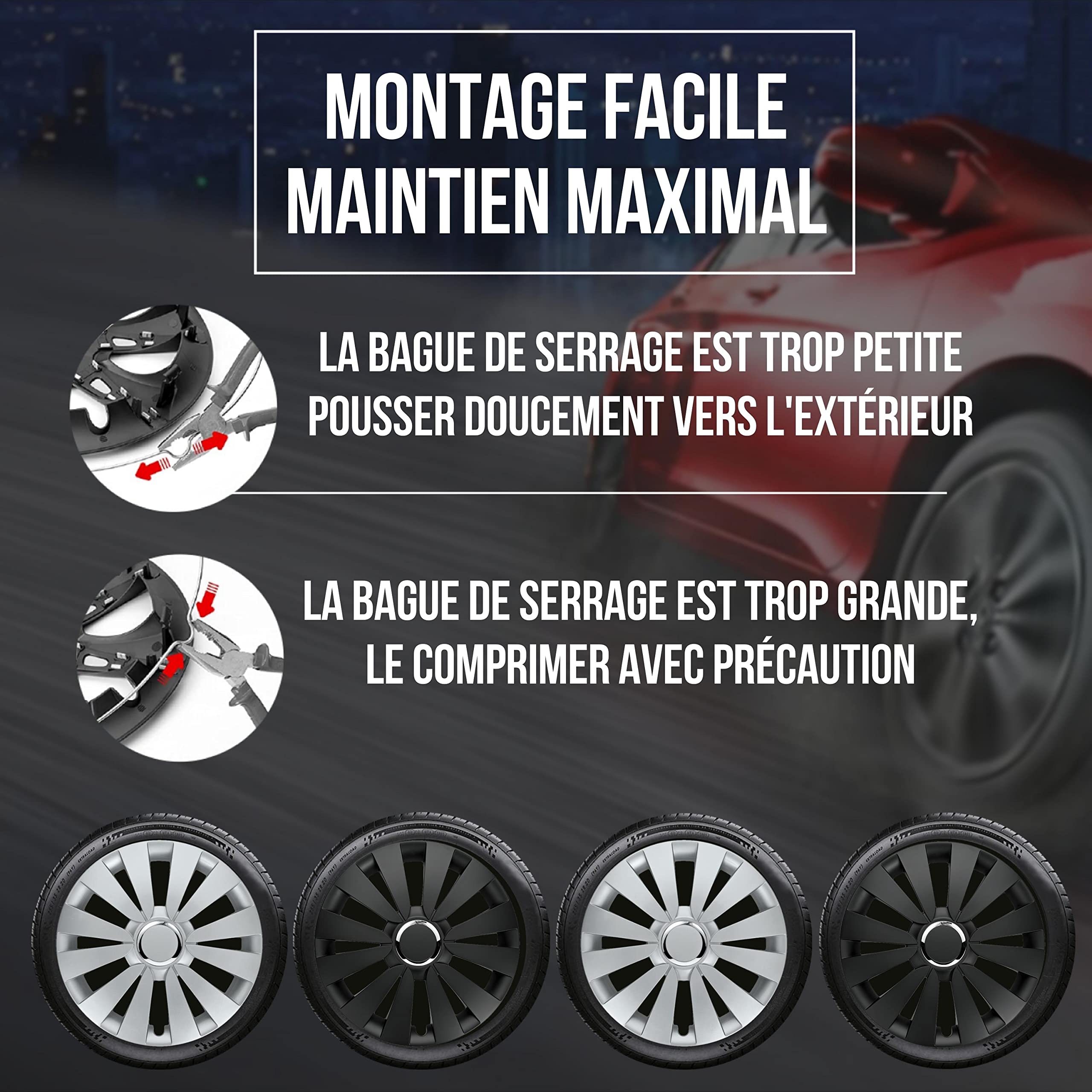 Albrecht Enjoliveurs 16 Pouces Argent Sky Jeu de 4 pour Jantes en Acier