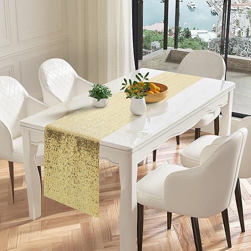 Miniatura 4 de Camino de mesa dorado  Camino de mesa de lentejuelas con purpurina para suministros de fiesta de cumpleaños, 10 unidades, dorado