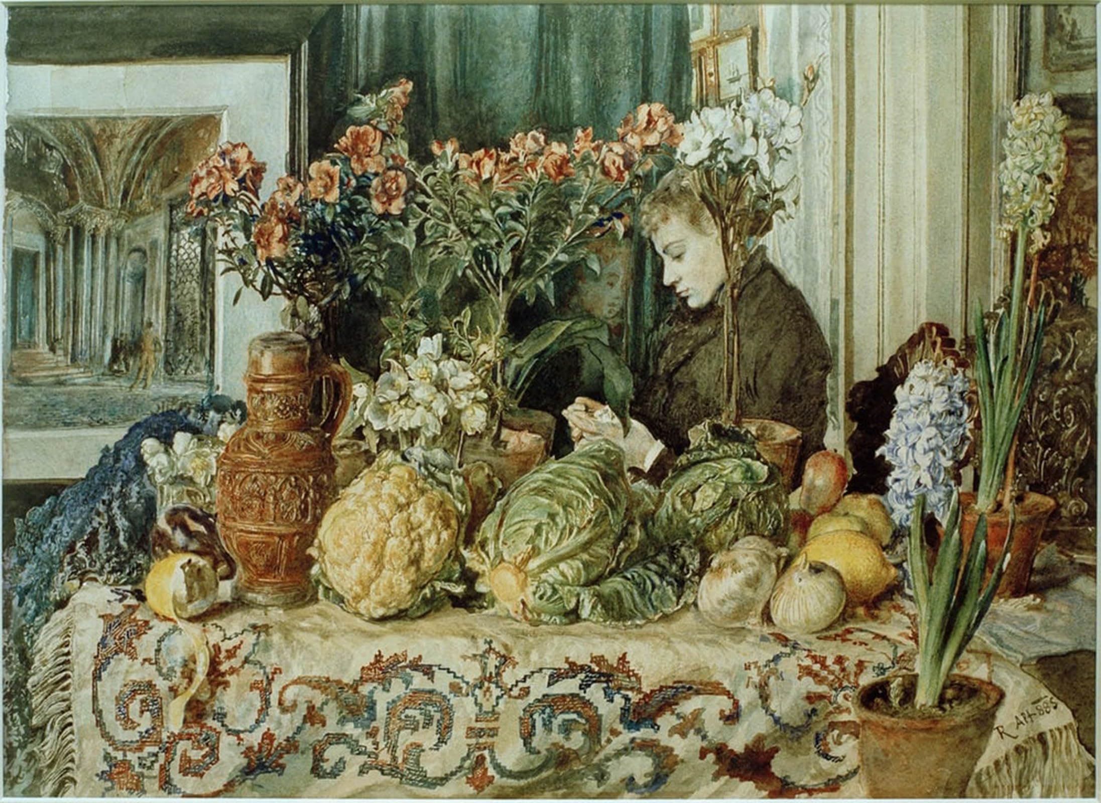 SERENDIPITP Vintage Picture Print on Canvas Wall Art Poster Interieur and Still Life by Rudolf Von Alt Artwork Print Poster for Wall Decor 60x90cm