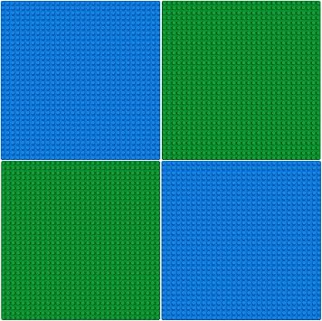 Pokiiulk Classic Baseplates Building Plates, 10" x 10" Building Bases Compatible with Legos, 32 Studs 2 Blue+2 Green