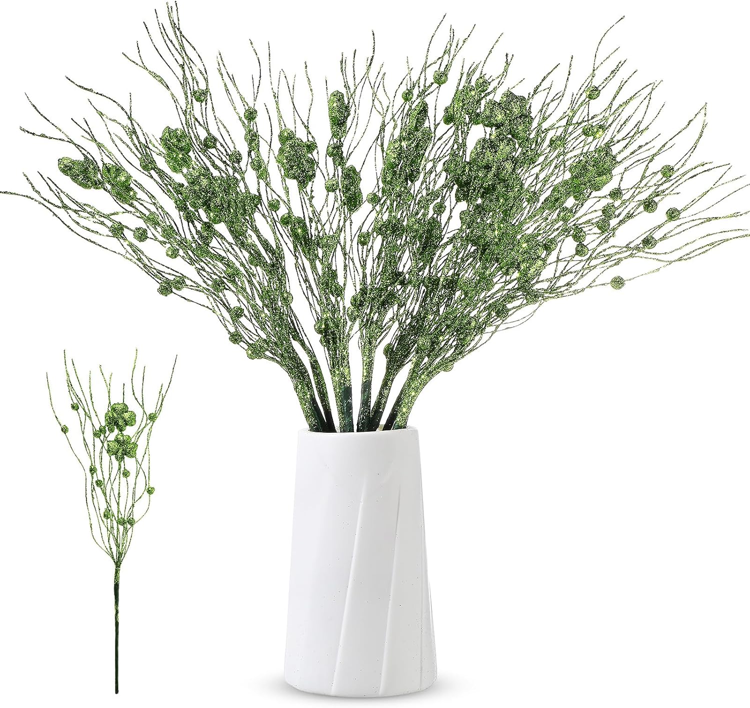 Geyoga 24 Pcs St Patricks Day Decorations Centerpieces 15.7'' Saint Patricks Day Floral Picks and Sprays Shamrock Flowers Artificial Green Glitter Clover Stems for Home Decor (Light Green)