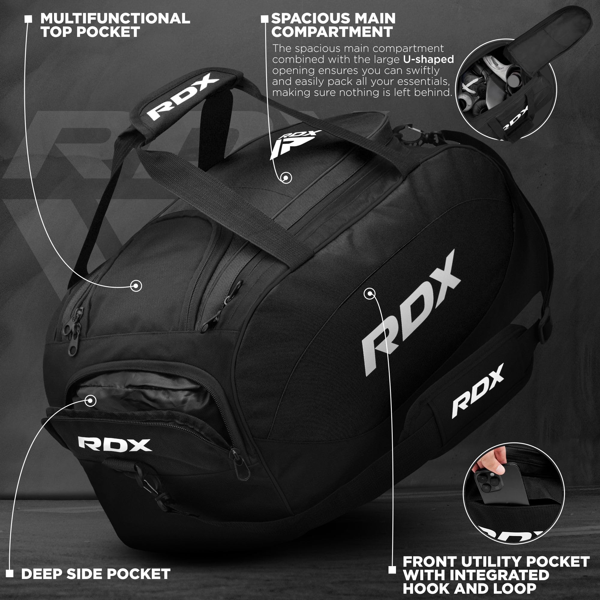 RDX Borsone Palestra Borsa Gym Borsello Sport Fitness Boxe Sportiva Arti Marziali Bag Allenamento