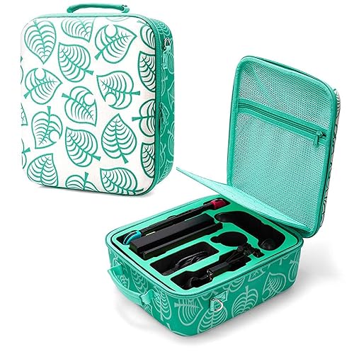 Nintendo Switch Deluxe Carrying Case-Turquoise Storage Bag with Handle and Shoulder Strap Fits Complete Switch System Console+Switch Dock+ Pro