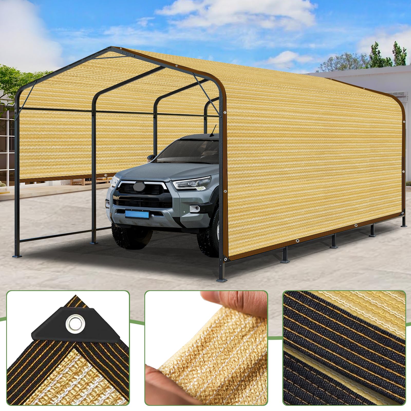 Rete ombreggiante da 1 x 3 m con fori, adatta per serre, gazebo, giardini, serre, polli, esterni, beige