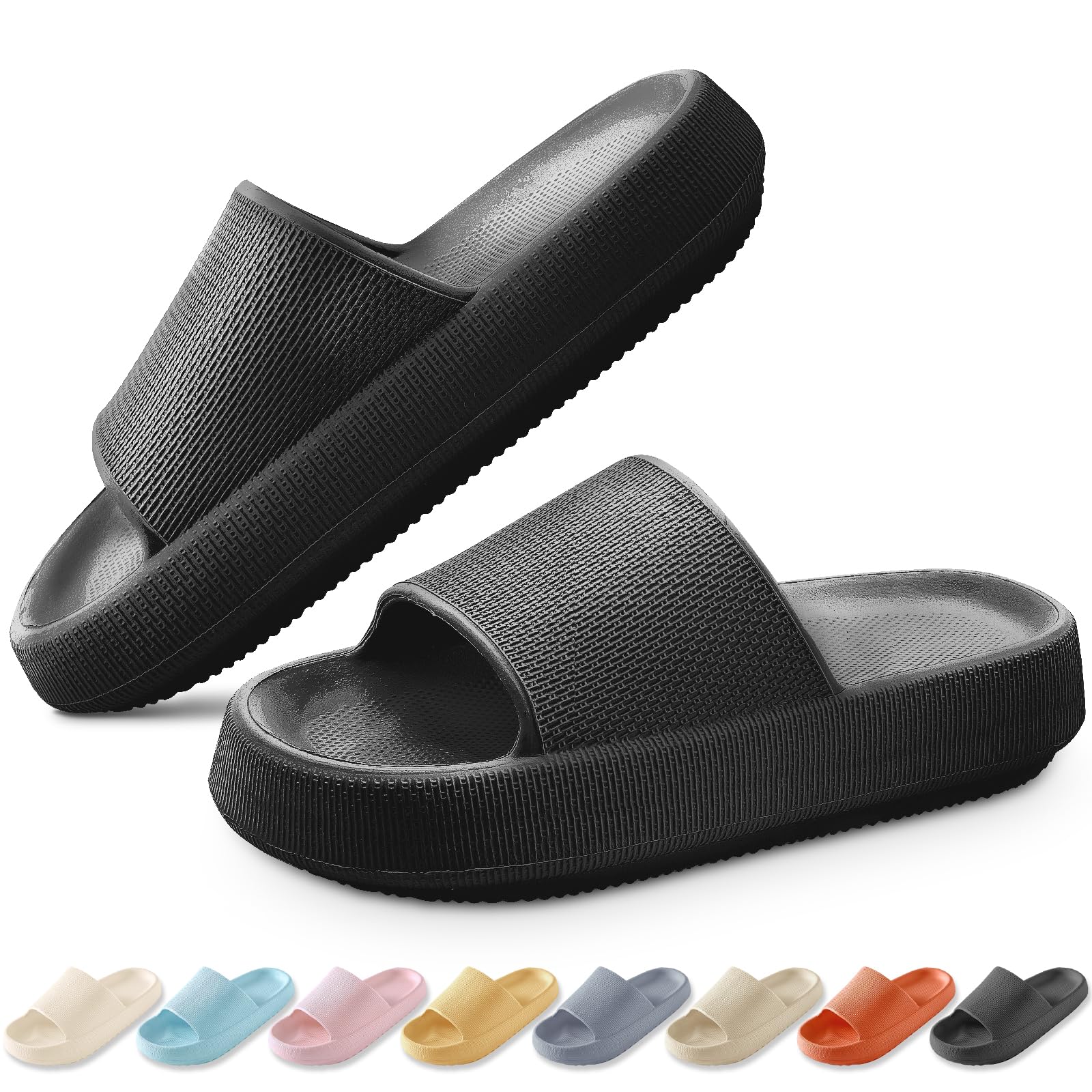 BHFRGASCloud Sliders Women Men，Cloud Slippers with Thick Outsole，Non-Slip Soft Summer Mens Womens Slippers Flip Flops，Shower Bathroom Slippers Pillow Slides for Beach,Pool and Outdoor