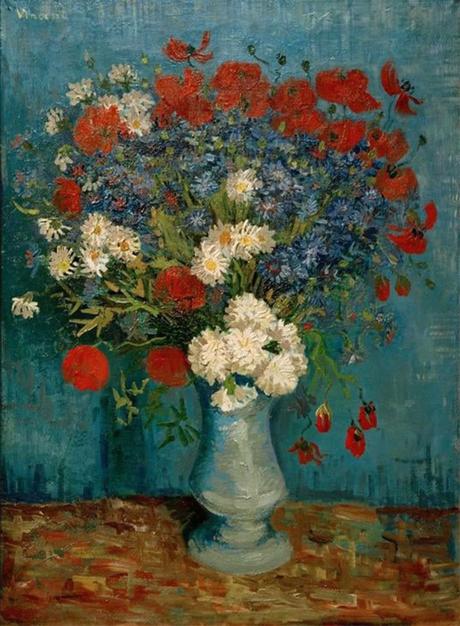 ARTXLXXBN Famous Painting Art Wall Decor Abstract Art Picture Still Life Vase With Cornflowers And Poppies Animal Pictures for Home Decor 60x90cm