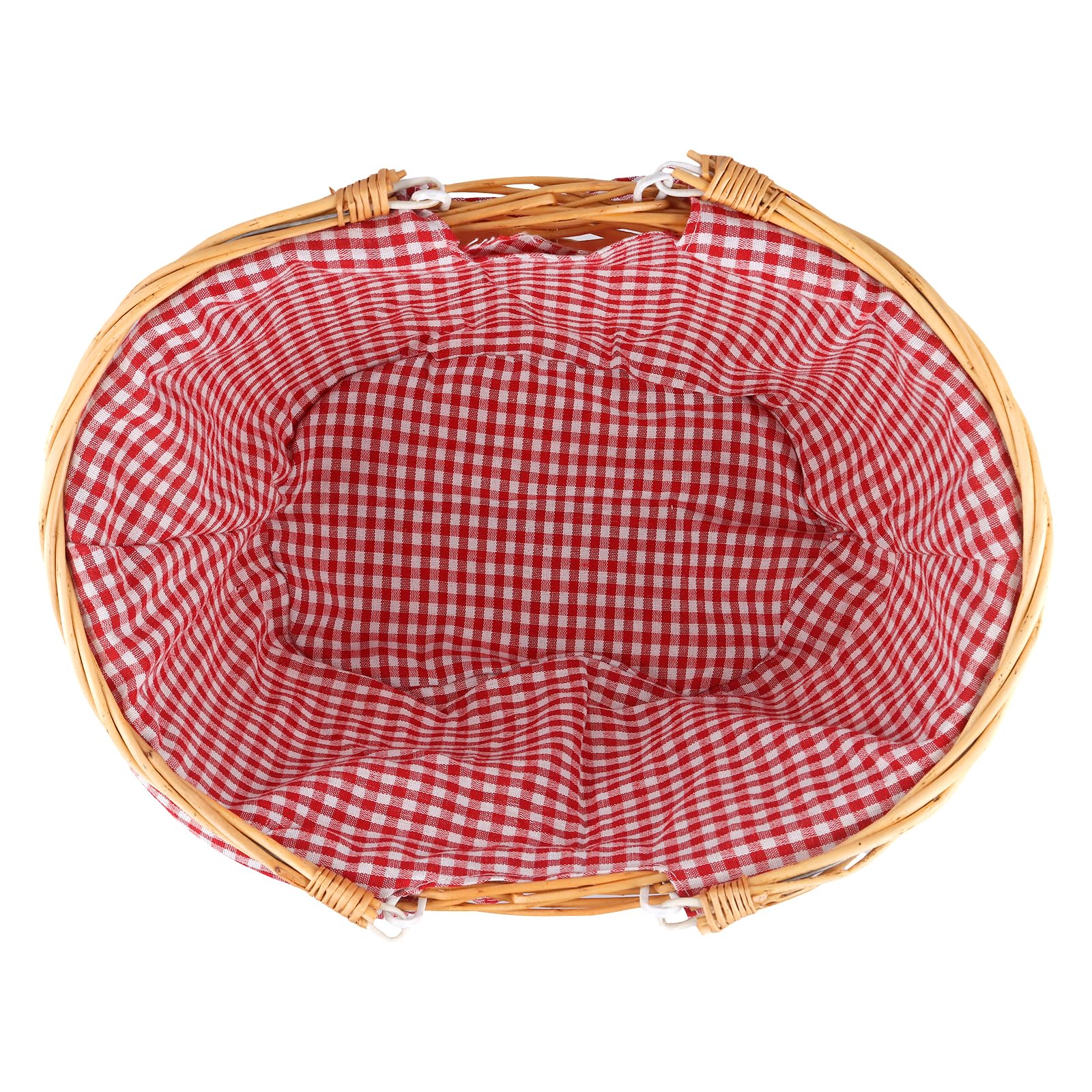 37 x 28 x 17 cm - Fabriqué à la main - En osier - Avec anse - Panier de pique-nique avec doublure - Pour pique-nique, camping