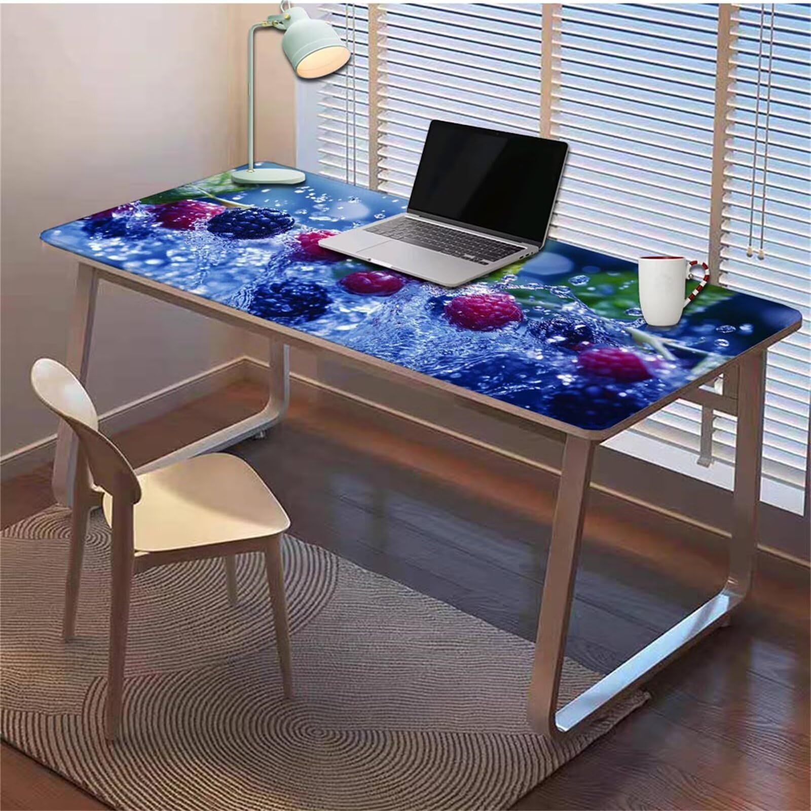 Gamingowa podkładka pod mysz 1200 x 600 x 3 mm, XXL, wodoszczelna, odporna na ścieranie, z przyszytymi krawędziami, niebieska, podkładka na biurko, poprawia prędkość i precyzję, do komputera, laptopa