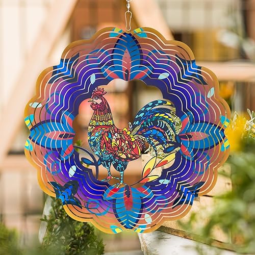 Miniatura 22 de Molinillos de viento de metal de pavo real, regalos para mujeres, mamá, abuela, esposa, hilandero de viento colgante para decoración de exteriores e