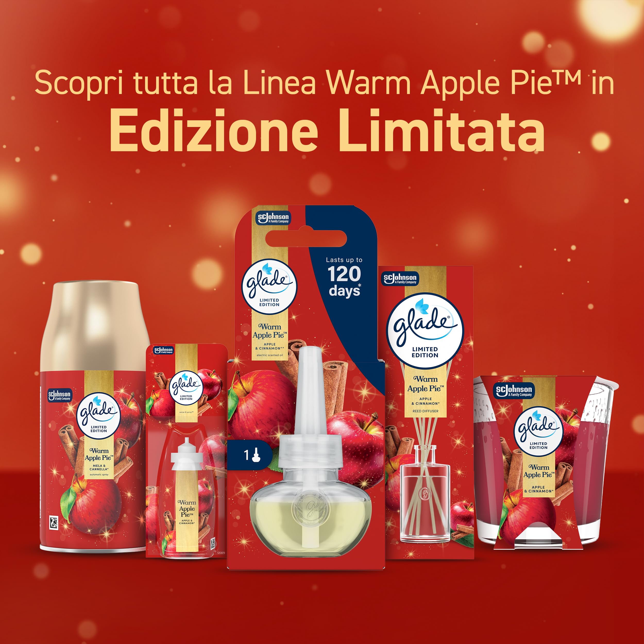 Glade Automatic Spray Ricarica, Profumatore per Ambienti, Edizione Limitata, fragranza Warm Apple Pie, Confezione da 4 ricariche