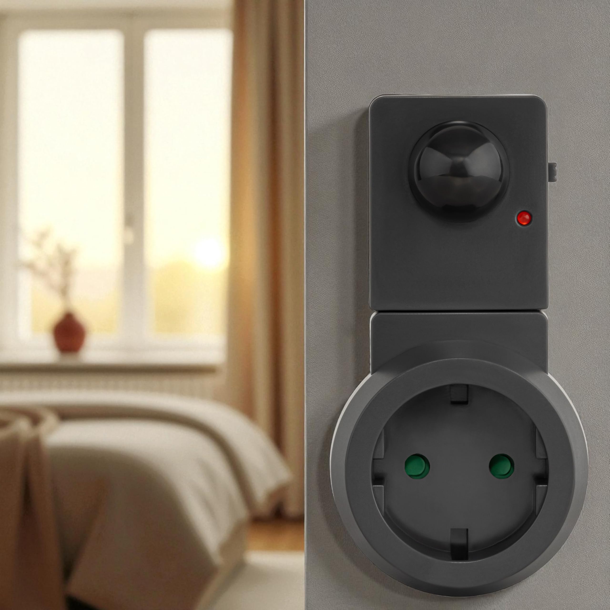 SEBSON Wtyczka pośrednia PIR czujnik ruchu, obrotowy czujnik, wtyczka Schuko 230 V, programowalna, maks. 1000 W, nadaje się do LED, adapter do gniazdka