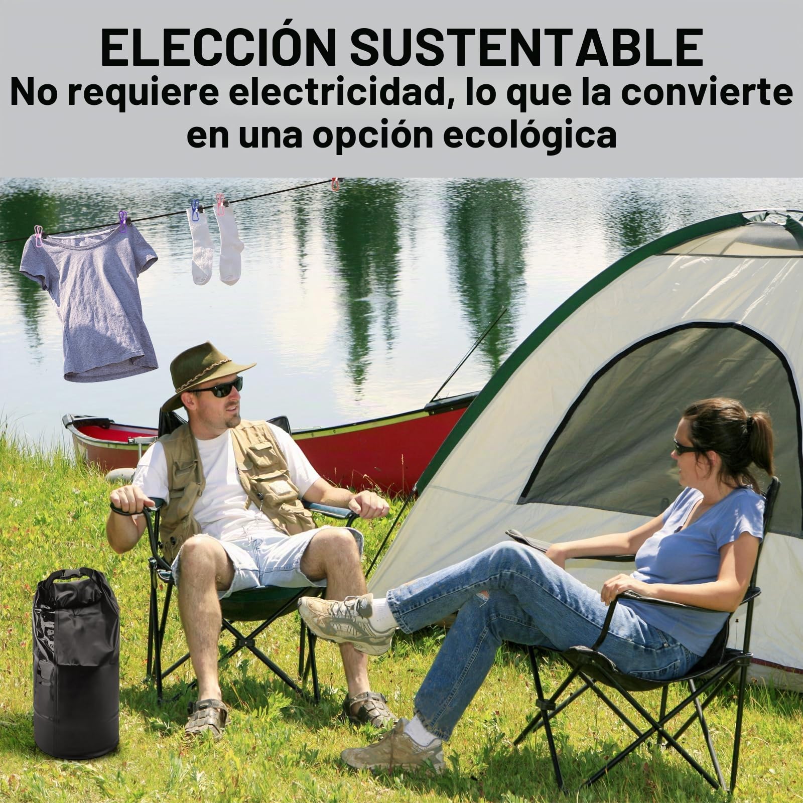 Lavadora de Viaje y Cuerda para Tender Retráctil - Lavadora de Ropa a Mano y Lavadora Portátil - Bolsa de Lavandería de Viaje Duradera y Lavadora de Camping - Lavadora Manual Portátil para Ropa