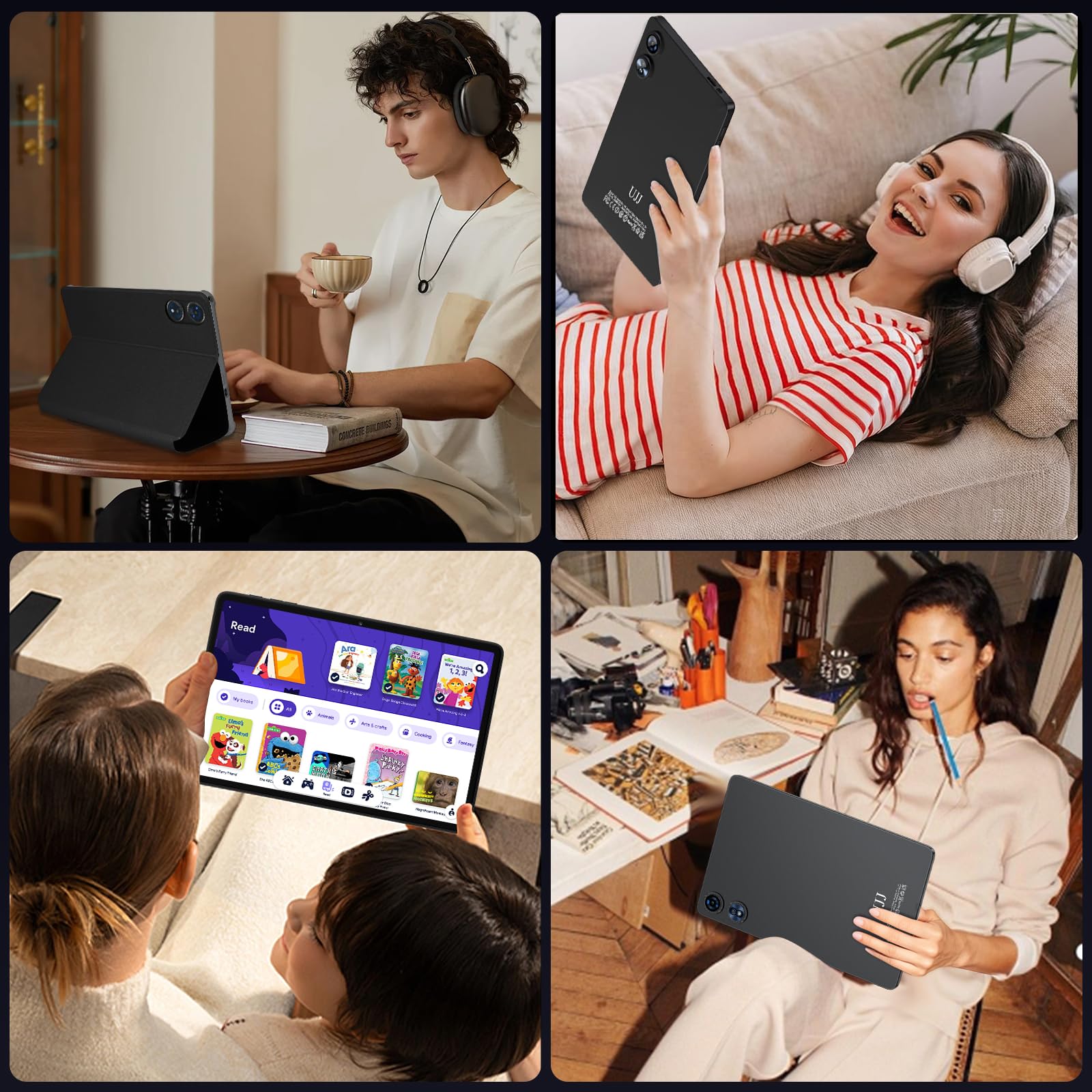 Tablette 10 Pouces Android 15 avec 30Go RAM+128Go ROM(TF/2To), Gemini AI, Tablette Tactile avec 5G+2.4G WiFi, Octa-Core,2.0 Ghz, 8000mAh, GMS, Widevine L1, BT 5.0,Tablettes avec Clavier et Souris-Noir
