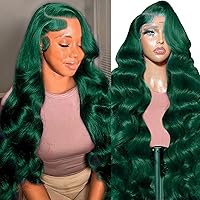 Vista 17 de haha Peluca de cabello humano verde oscuro de 13 x 6 pulgadas, peluca corta de encaje frontal HD, sin pegamento, pelucas cortas onduladas