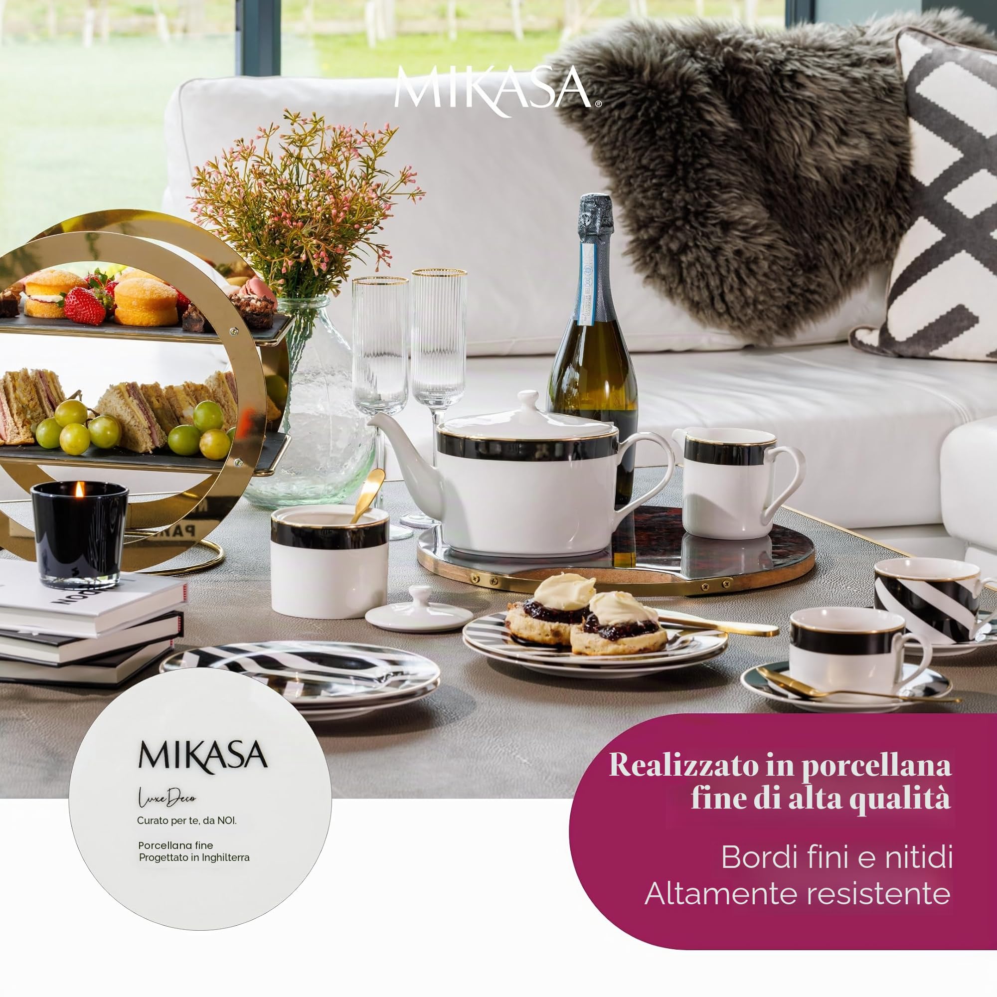 Mikasa Luxe Deco - Tè in porcellana fine, 500 ml, in confezione regalo