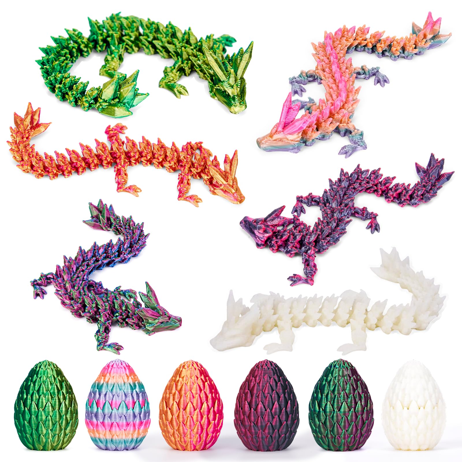 HIMS 6er Set 3D Gedrucktes Drachenei Geheimnisvolle Drachen Spielzeug, Überraschungs Drachenei mit Drache im Inneren, 3D Gedruckter Drache Easter Dracheneier Ostern Geschenke Kinder