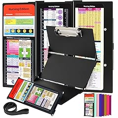 Nursing Clipboard Foldable with Medical Edition Cheat Sheets, 3 Layers Aluminum Foldable Clipboard for Nursing, Notepad for Students, Nursing School Essentials (Black)