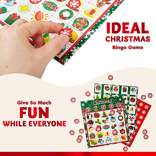 Miniatura 4 de JOYIN Juego de 28 jugadores de tarjetas de bingo de Navidad para niños, juegos de mesa de fiesta de Navidad, tarjeta de bingo de invierno, juegos de