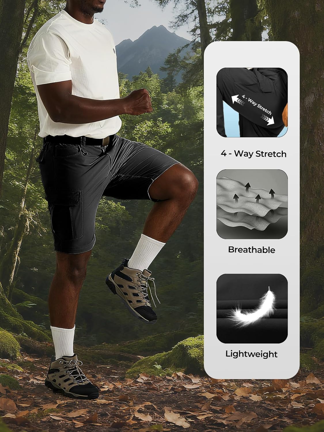 Men's Convertible Hiking Pants Waterproof Quick Dry Zip-Off Lightweight Tactical Multi-Pocket Outdoor Fishing Safari Trousers - Image 5