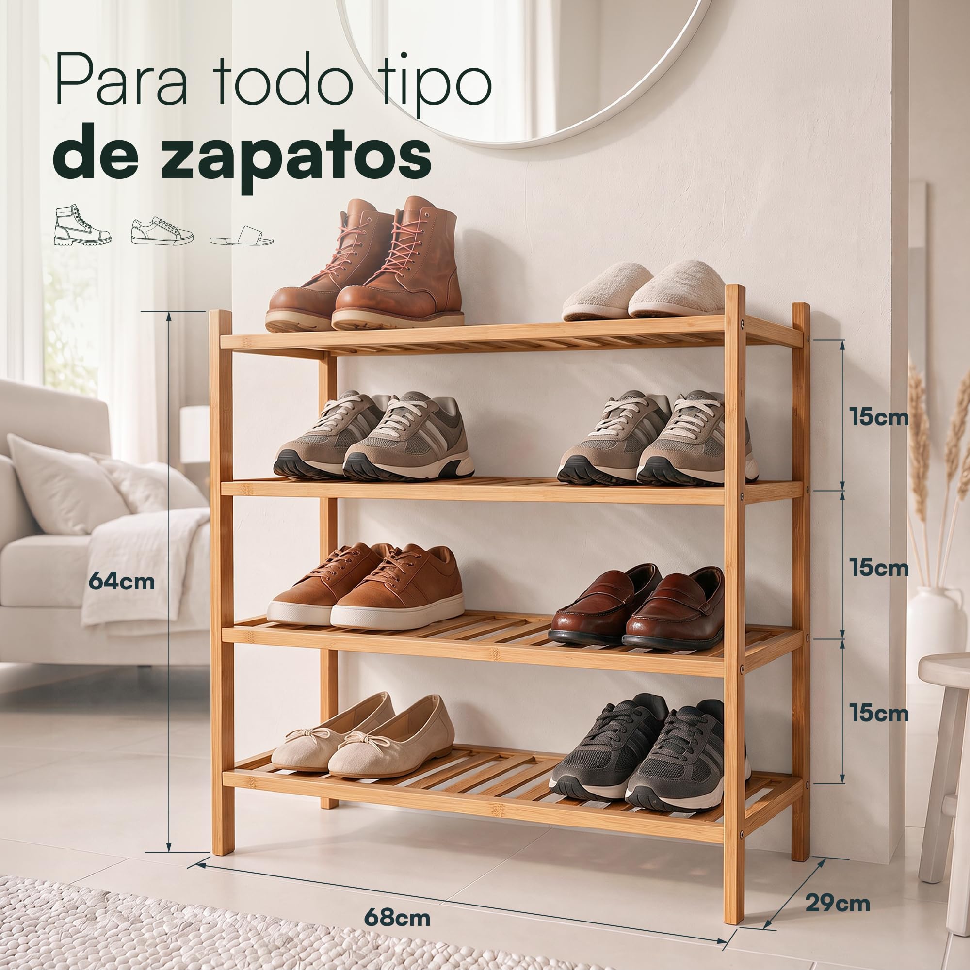 Zapatero Entrada Recibidor - Zapatero Madera Apilable - Organizador Zapatos