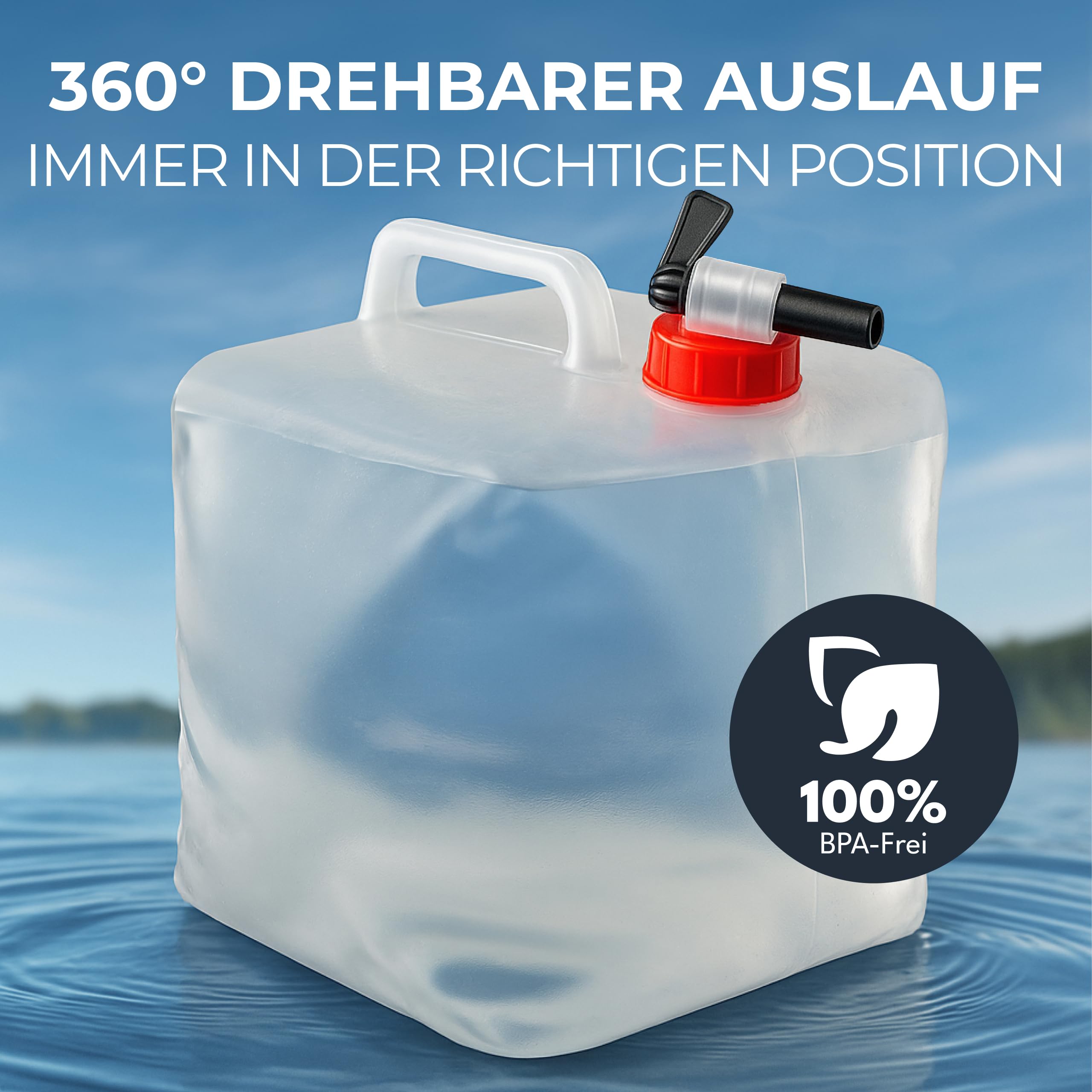 4 Stück 10L Faltbarer Wasserkanister mit Hahn - BPA-Frei & Lebensmittelecht I Outdoor Camping Wasserbehälter faltbar Trinkwasserkanister Faltkanister Trinkwasser Water Kanister 10l 10 Liter