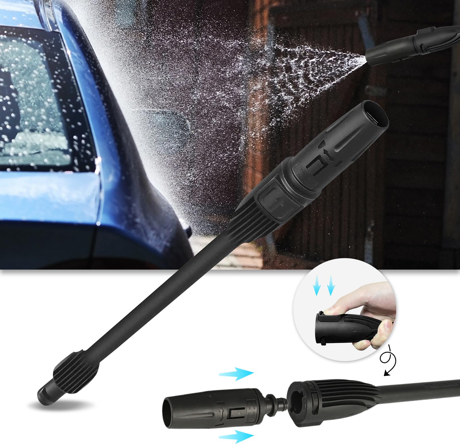 Lancia ad Alta Pressione per Kärcher K2 K3 K4 K5 K6 K7, LeapBeast Regolabile Tubo a Getto Ugello a Spruzzo Kit di Ricambio per Lancia per Idropulitrice con Ugello, Accessori per la Pulizia di Auto