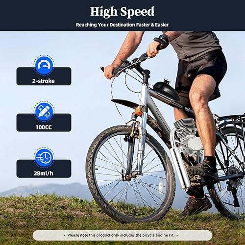 Miniatura 3 de Kit de motor de bicicleta mejorado de 100 cc, kit de motor de bicicleta motorizado de 4 tiempos2 tiempos, kit de motor de bicicleta motorizado a