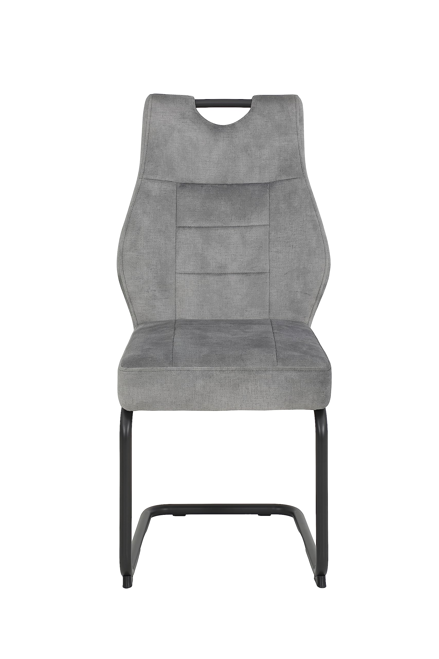 Hela Tische, 2er Set Esszimmerstuhl Schwingstuhl Linda, Mikrofaser Silber, Rundrohgestell grau, Komfortsitz Federkorb, 140kg belastbar