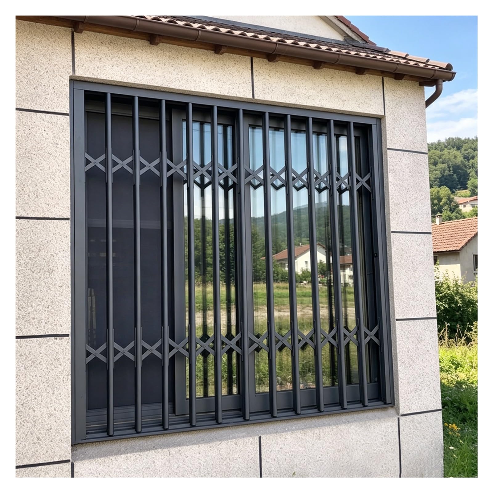 Rejas retráctiles de aluminio para ventanas, barras de seguridad plegables para puertas, patios y apartamentos, rejas antirrobo resistentes(29x39''/73.6x99cm)
