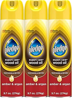Moisturizing Wood Oil, Furniture Reviving Spray, Amber & Argan Scent, 9.7oz (Pack of 3)