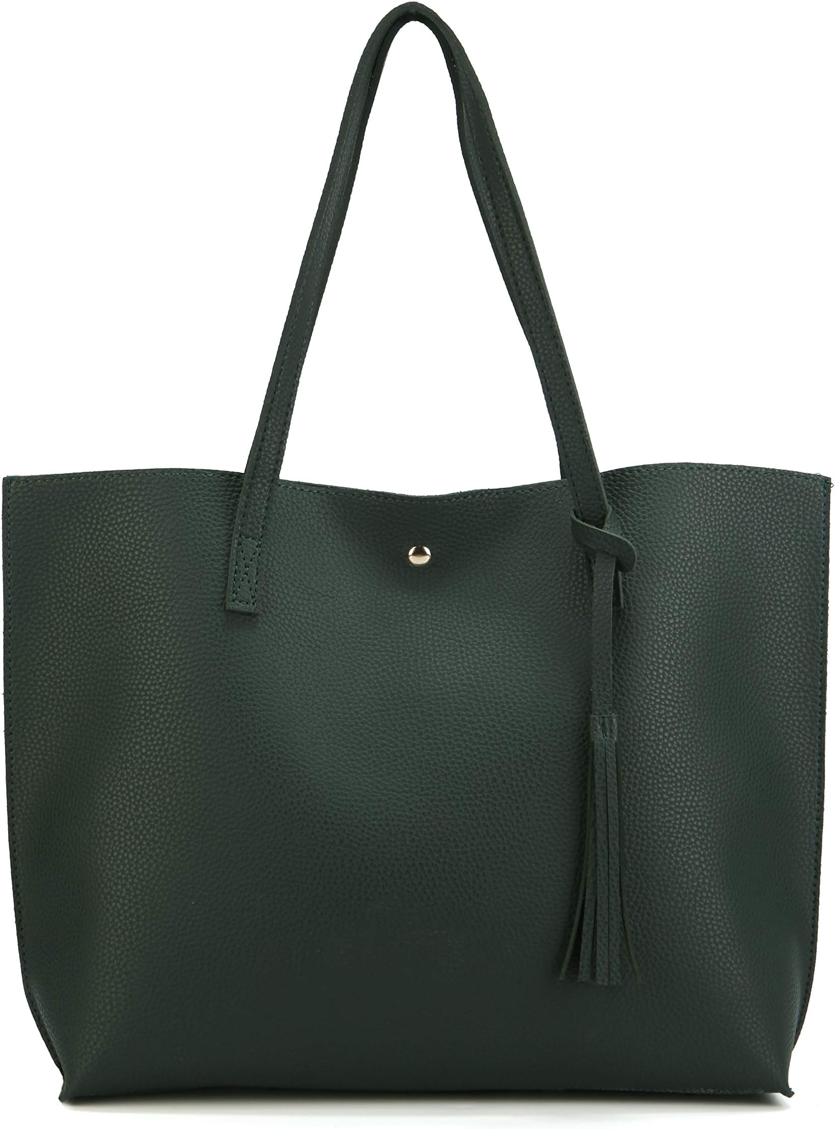 Women Tote Bags Top Handle Satchel Handbags PU Faux Leather Tote Bag with Tassel Shoulder Purse
