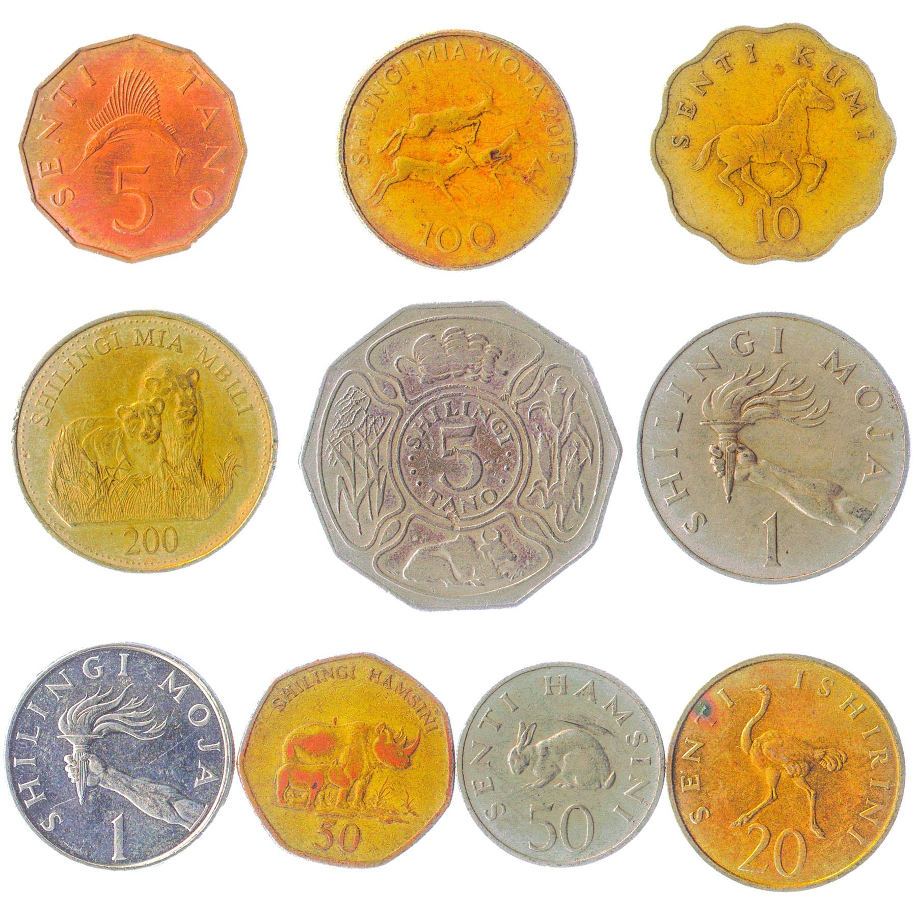 10 Tanzania Coins from Africa | Old Collectible Tanzanian Cash Lot | Perfect Choice For Your Coin Bank, Holders And Collection Album