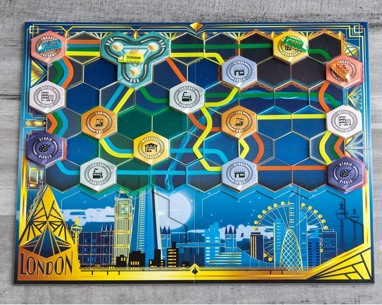 Maglev Maps Board Game, Strategy Board Game for Adults and Family, Tile Laying, Engine Building, Fun Pick Up and Deliver Gameplay, Futuristic Theme