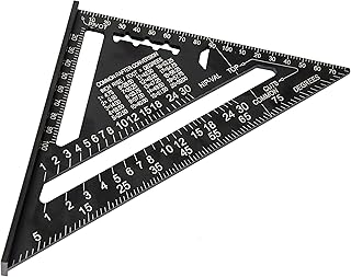 Beslands三角定規 木工用 丸鋸定規 18*18cm 両面目盛り アルミ合金 ブラック 分度器 建築 製図 大工道具 測量用品 0-90度