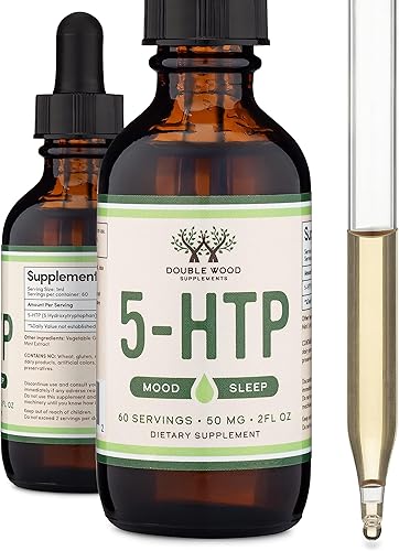 Gotas líquidas 5HTP - Más absorbibles y eficaces que 5 cápsulas HTP (60 porciones de 50 mg 99% + 5-HTP) Suplemento de serotonina para el estado de