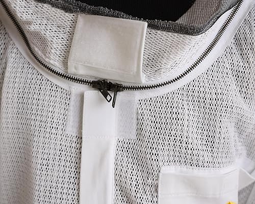 Miniatura 8 de Chaqueta de apicultura forestal con ventilación completa, con velo de esgrima ventilado, chaqueta de apicultura prémium YKK con cremalleras de