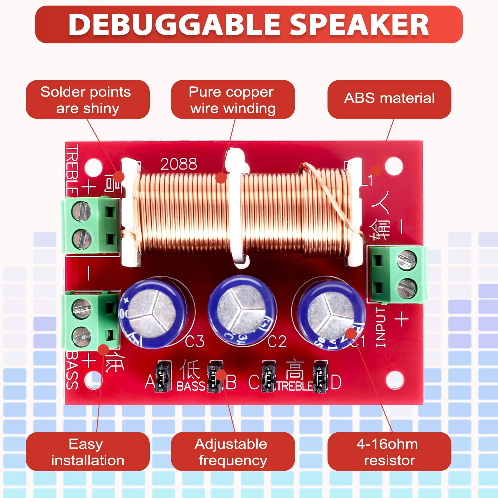 YLY-2088 Audio Frequenza Divisore 400W Regolabile 2 vie Crossover Filtri Gamma Alto Basso Frequenza Divisore