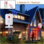 Wireless PIR Motion Sensor Detector Home Store Welcome Buzzer Monitor Commercial Door Entry Security Alert for Business Mailbox, Caregiver Reminder for Elderly (1 Sensor & 2 Doorbell)