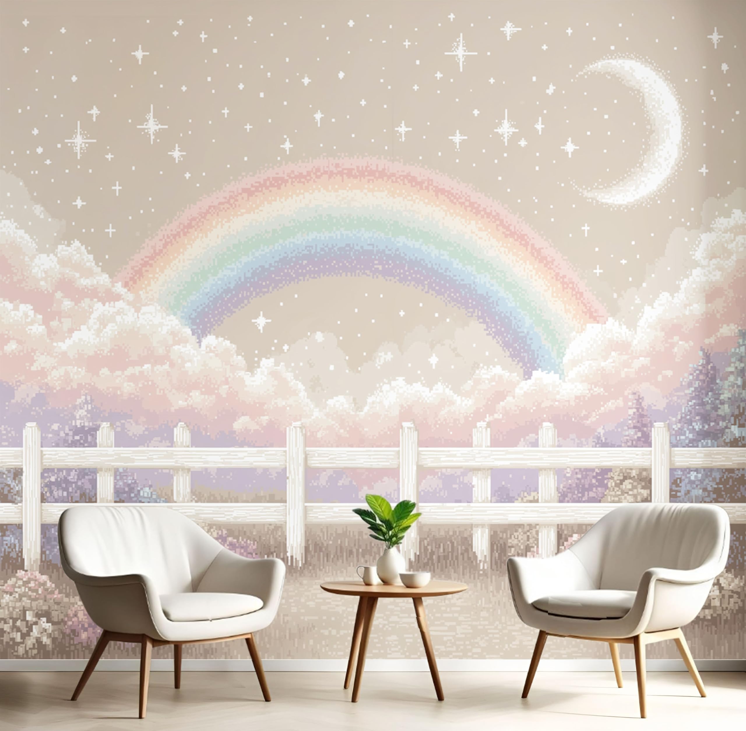 Papier Peint Mural Photo haut de gamme au motif artistique de clôture beige