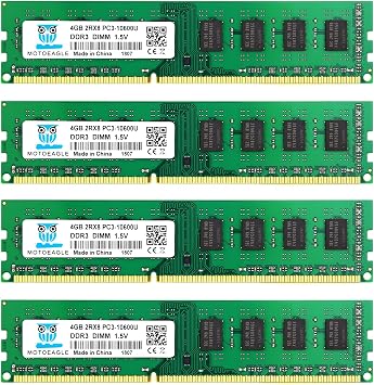 Motoeagle 16GB Kit 4 X4GB PC3-10600U DDR3 1333MHz UDIMM RAM 4GB DDR3 DIMM Memory CL9 1.5V 240-pin Desktop 2RX8