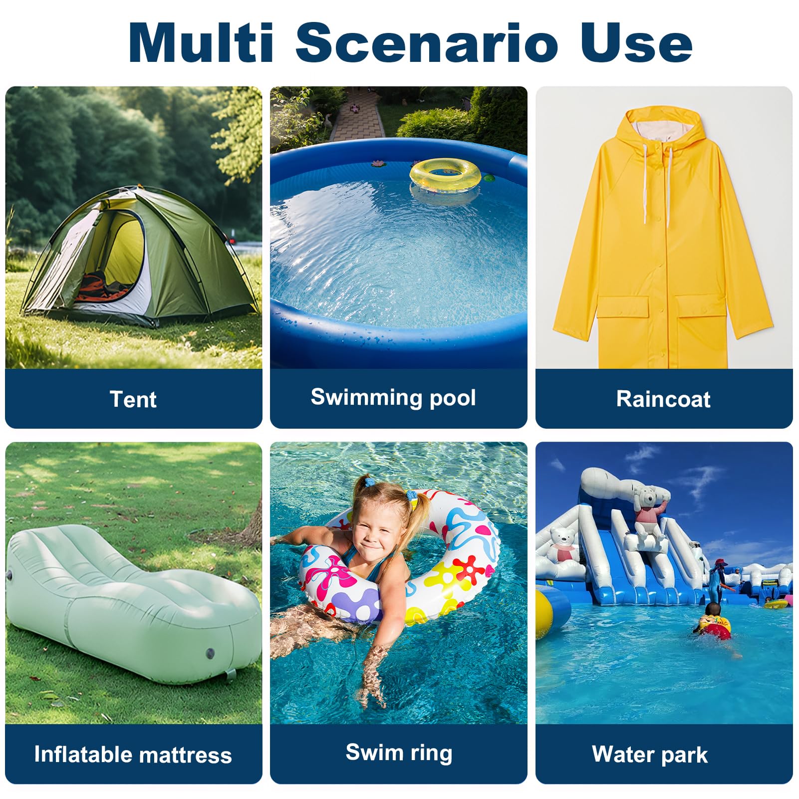 20 Aufblasbares TPU Patch Reparaturset Selbstklebend Reparatur Patch Tape TPU Reparatur Flicken Wasserdicht Transparent Reparaturflicken für Pool Flicken Zelt Hüpfburg Schlauchboot Regenjacke Luftbett Garten