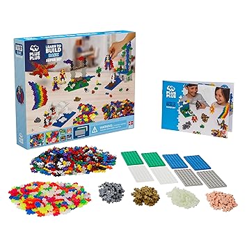 Plus-Plus 9603811 Ingenious Construction Toy, Learn to Build Super Building Blocks Set, 1200 Pieces, Multi-Coloured