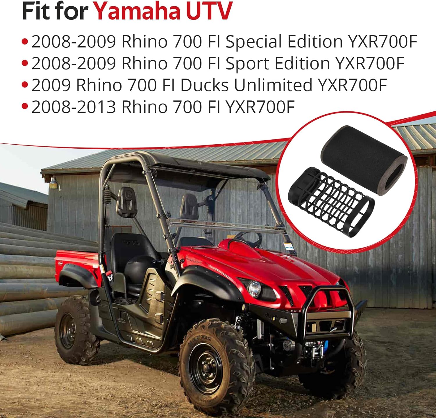 JAVIK Air Filter & Cage Guide Holder For Yamaha Rhino 700 FI YXR700FI 2008-2013 O.E.M# 5B4-E4451-00-00 5B4-E4472-00-00