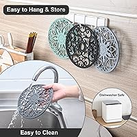 Vista 14 de Silicone Trivets for Dishes-Modern Kitchen Trivet Mat, Non Slip Trivets for Pots&Pans, Carved Silicone Pot Holders, Heat Resistant Mats-Round Hot