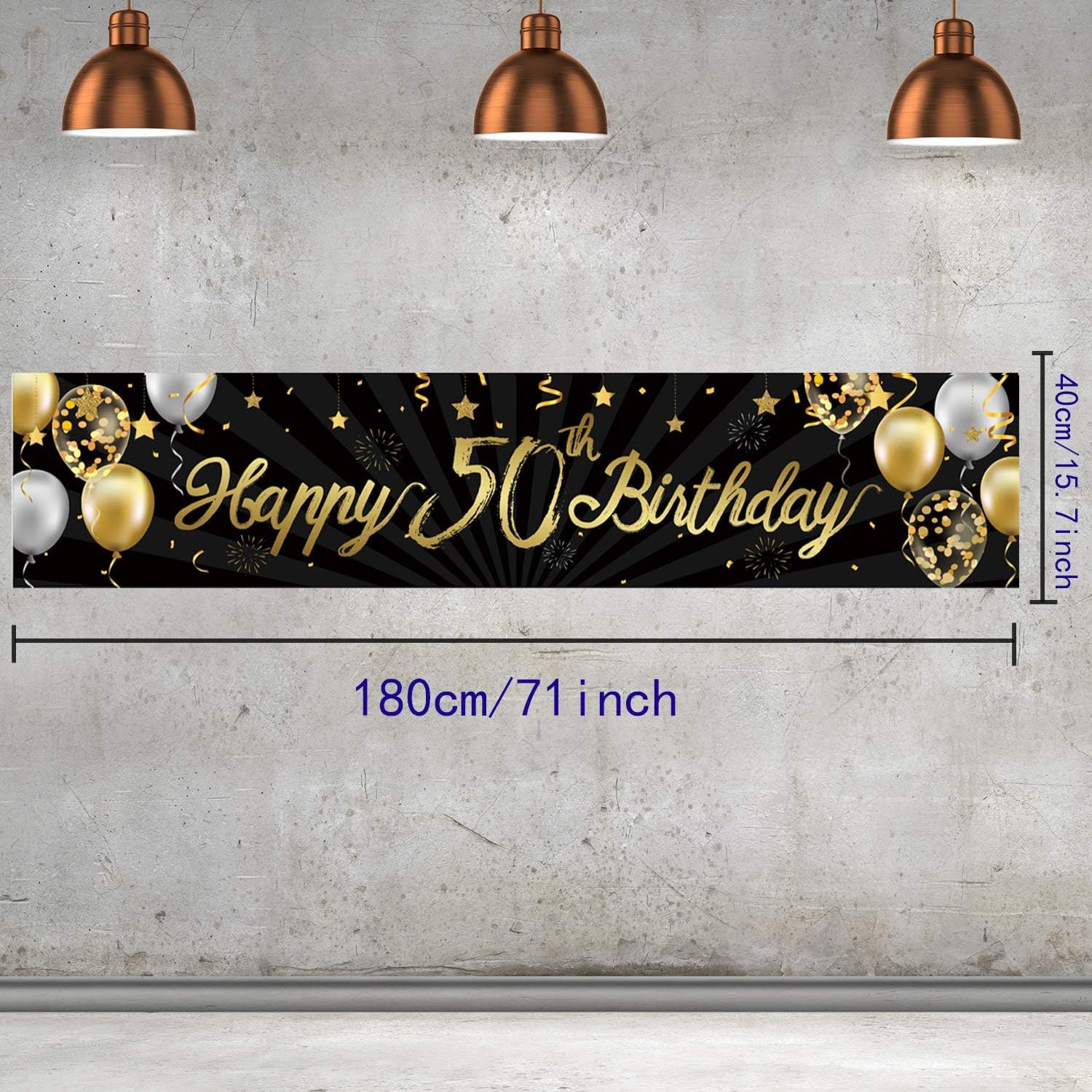 Glitzer-Banner "Que Ta Quarantaine Repose En Paix" – Geburtstagsdeko Für 50. Geburtstag, Goldene Pailletten