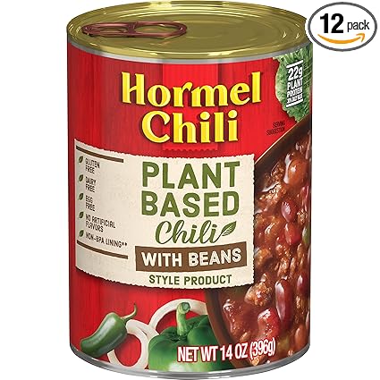 HORMEL CHILI Plant Based Chili with Beans, 14 ounce (12-Pack)